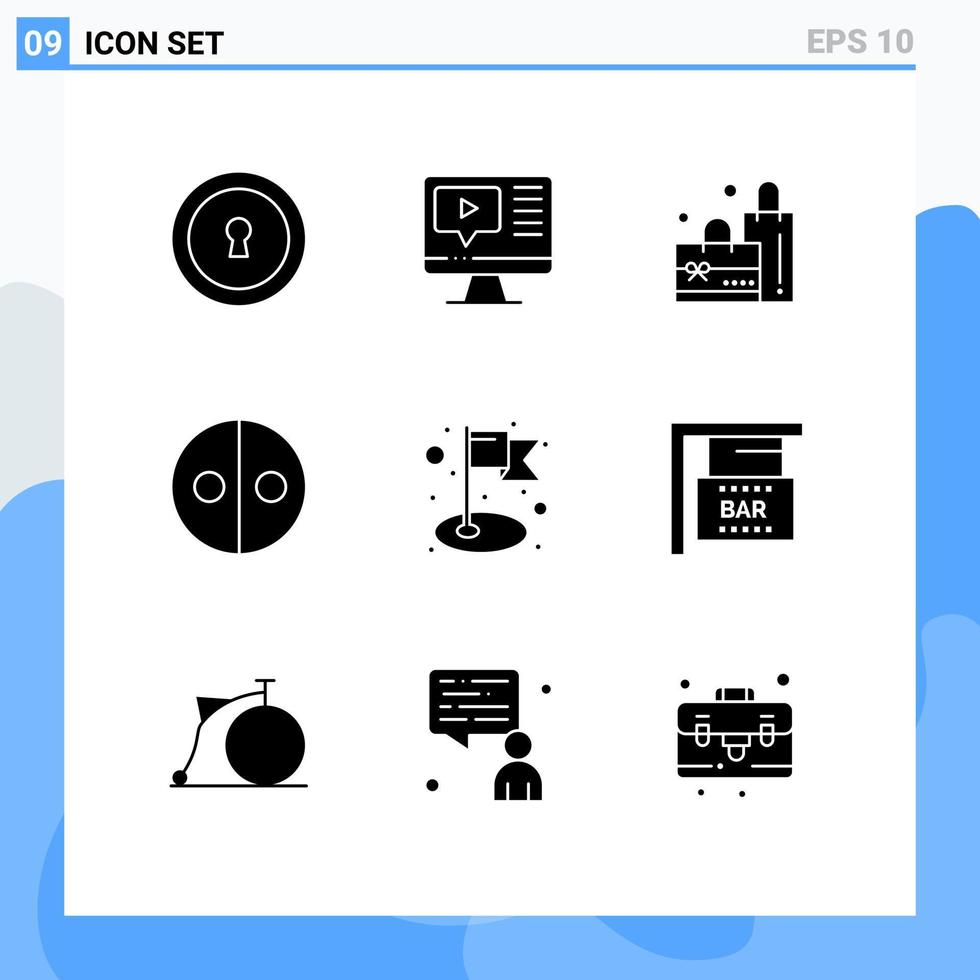 9 interface utilisateur pack de glyphes solides de signes et symboles modernes de signe de barre drapeau simple réalisation symbolisme éléments de conception vectoriels modifiables vecteur