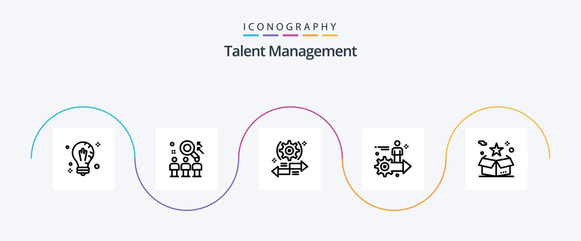 pack d'icônes ligne 5 de gestion des talents, y compris la flèche. paramètre. utilisateur. droite. flèche vecteur