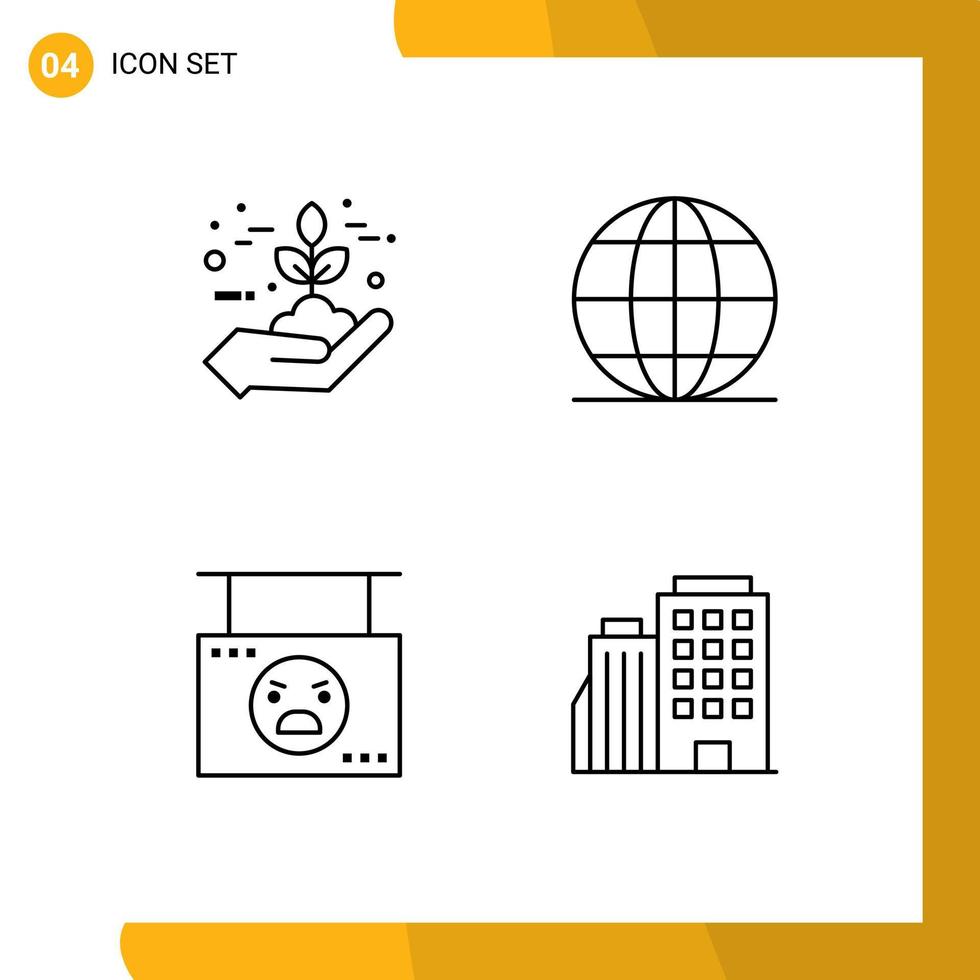ensemble de 4 symboles d'icônes d'interface utilisateur modernes signes pour le panneau de protection vert mondial suspendu éléments de conception vectoriels modifiables vecteur