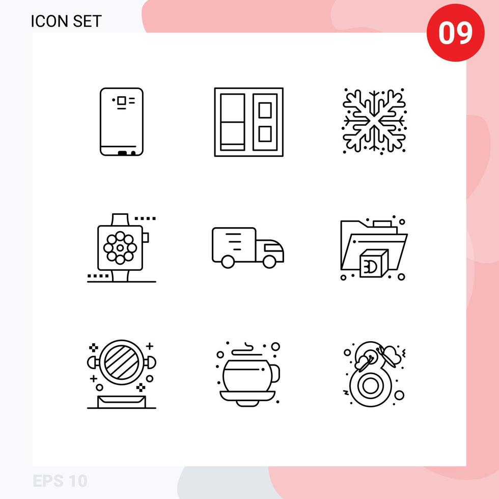 ensemble moderne de 9 contours et symboles tels que la montre de camion noël smart apple éléments de conception vectoriels modifiables vecteur