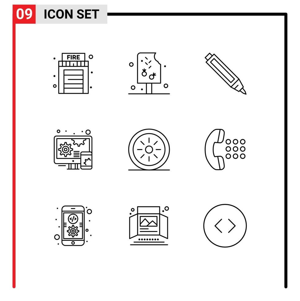 groupe de 9 contours modernes définis pour les légumes d'appel stylo fruits éléments de conception vectoriels modifiables réactifs vecteur