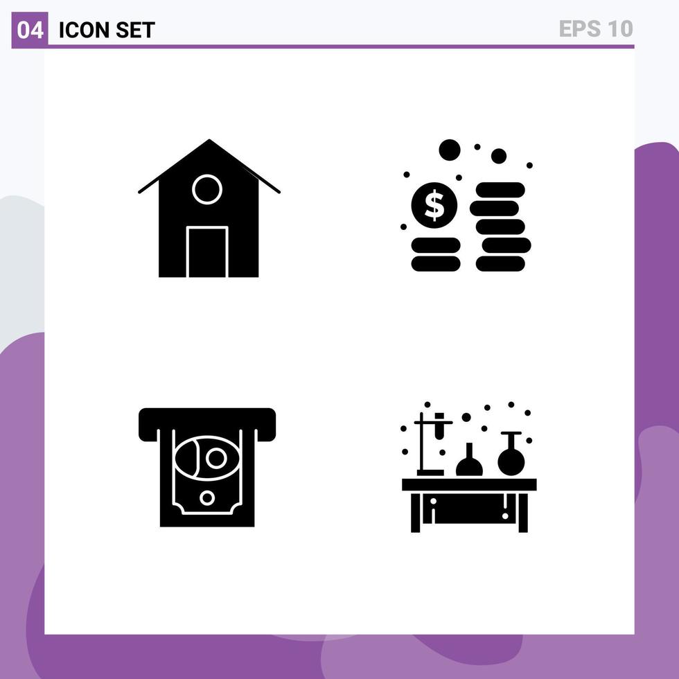 pack d'interface utilisateur de glyphes solides de base d'éléments de conception vectoriels modifiables de fiole d'atm de chimie domestique vecteur