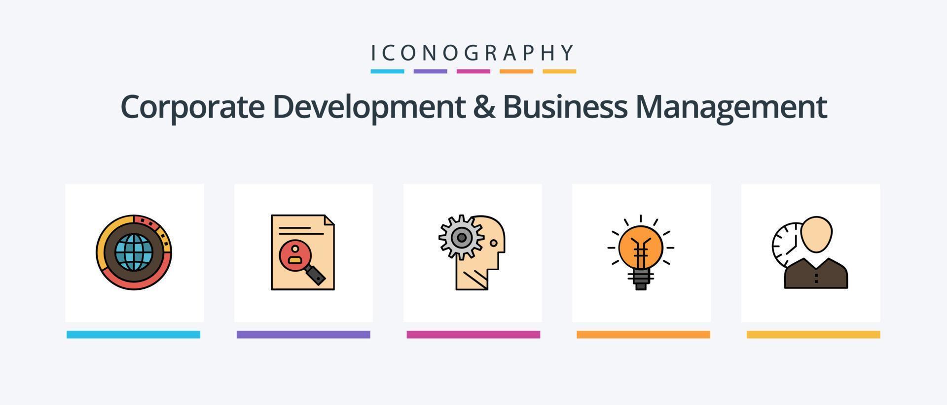 ligne de développement d'entreprise et de gestion d'entreprise remplie de 5 icônes, y compris le gestionnaire. données. sortie. graphique. personnel. conception d'icônes créatives vecteur