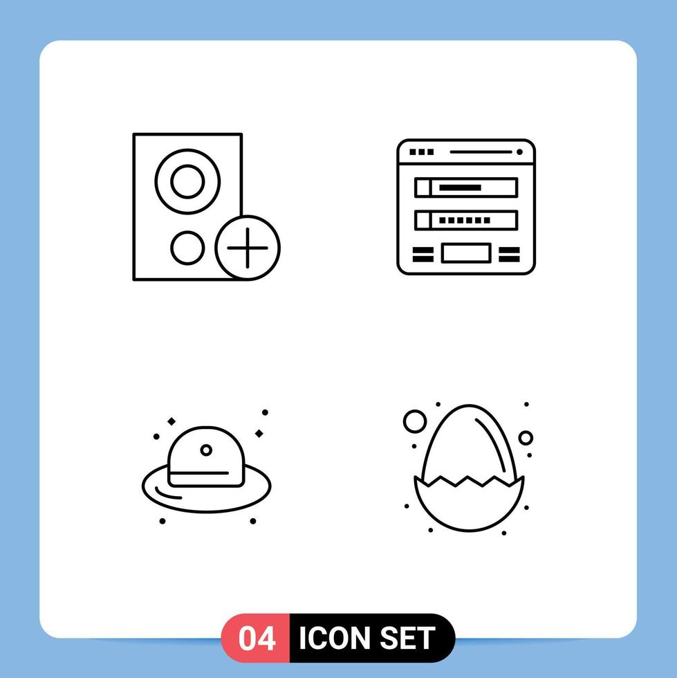 interface utilisateur pack de 4 couleurs plates de base remplies d'ordinateurs matériel web forme mode éléments de conception vectoriels modifiables vecteur