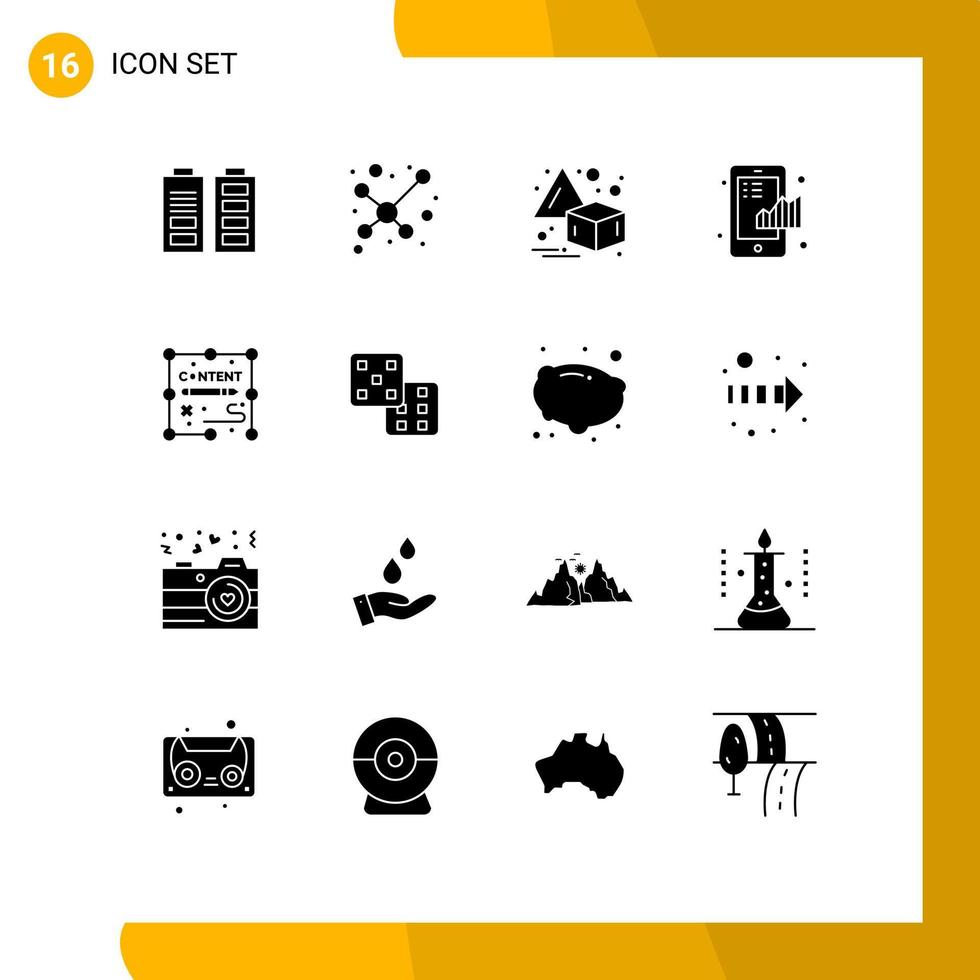 16 icônes créatives signes et symboles modernes de contenu en double finance statistique horizontale éléments de conception vectoriels modifiables vecteur
