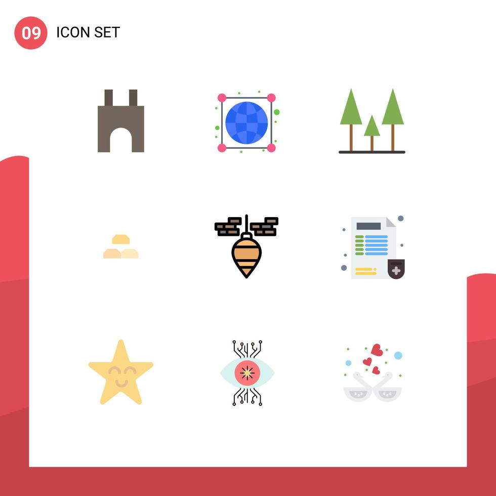 groupe de 9 couleurs plates modernes définies pour les connexions de revenu d'aplomb lingots d'or éléments de conception vectoriels modifiables vecteur