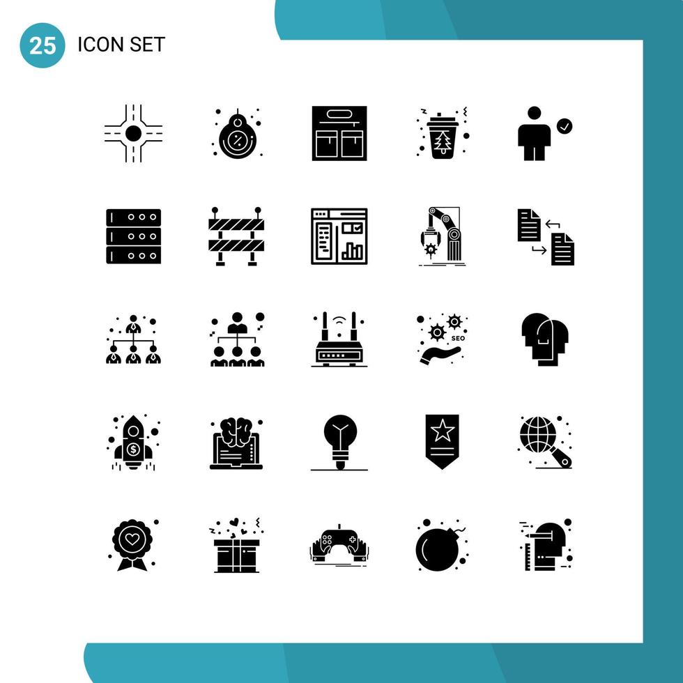 25 icônes créatives signes et symboles modernes des éléments de conception vectoriels modifiables de l'arbre du corps du café vecteur