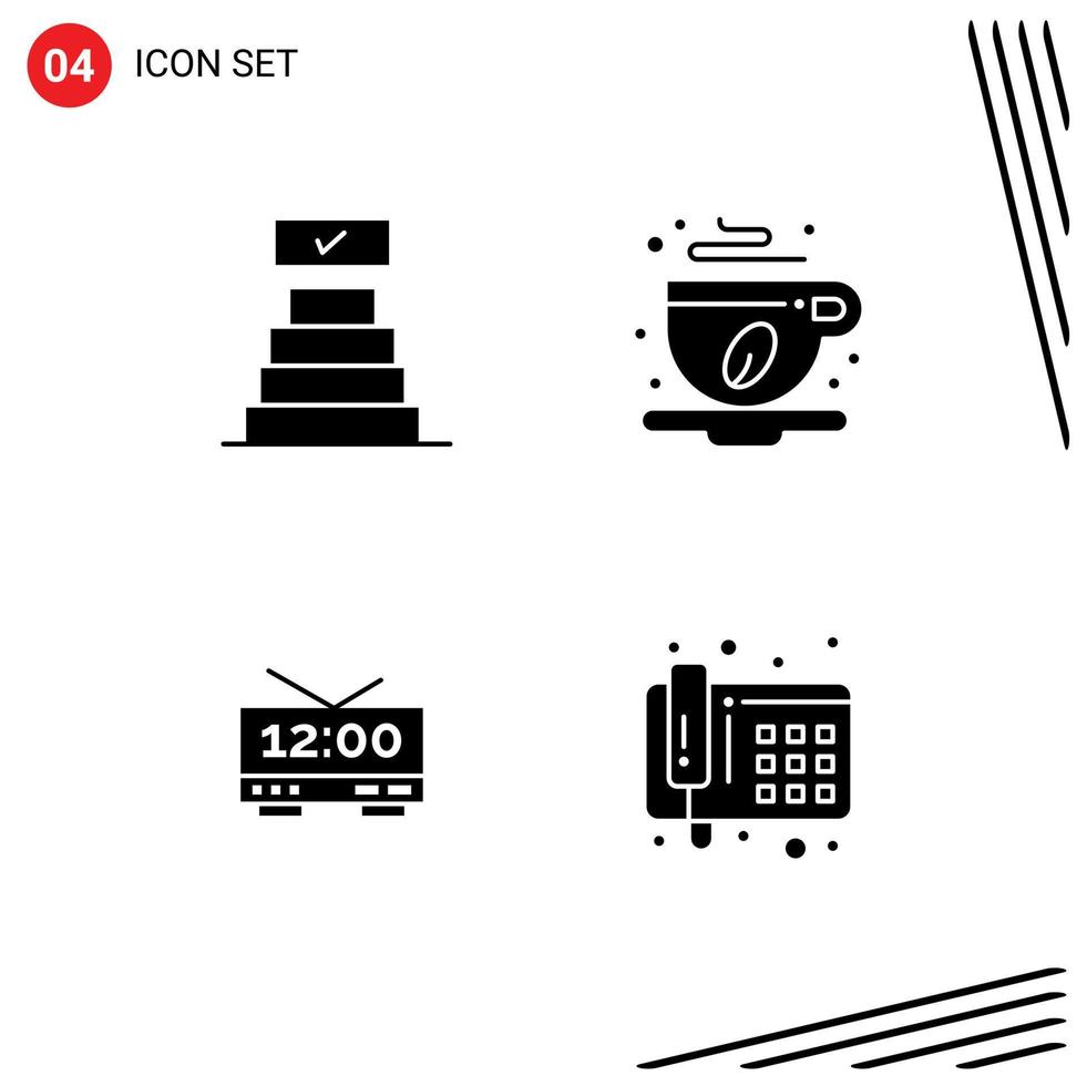 ensemble de 4 symboles d'icônes d'interface utilisateur modernes signes pour le temps de réussite tasse à café feuille communication éléments de conception vectoriels modifiables vecteur