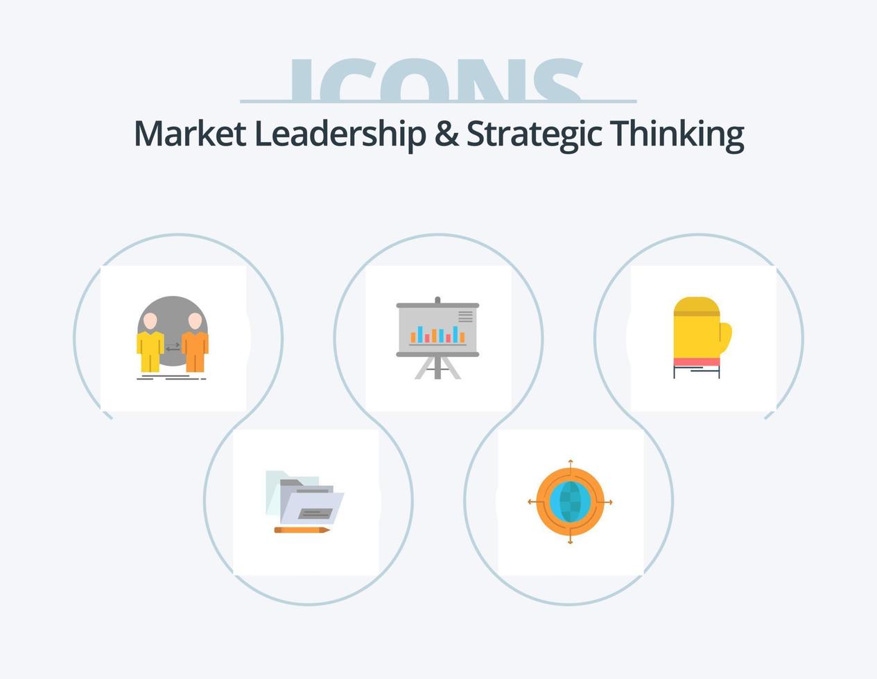 leadership sur le marché et réflexion stratégique pack d'icônes plates 5 conception d'icônes. . graphique. homme. projet. dupliquer vecteur