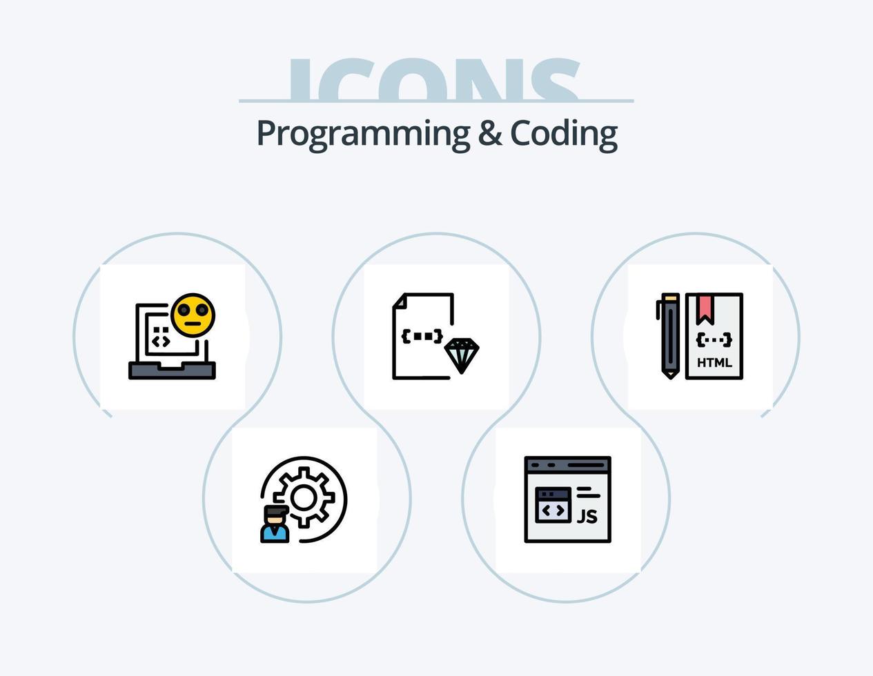 ligne de programmation et de codage rempli pack d'icônes 5 conception d'icônes. codage. application. développer. page web. développement vecteur