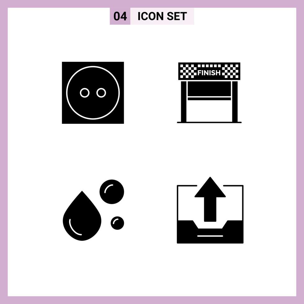 ensemble de 4 symboles d'icônes d'interface utilisateur modernes signes de soins acide gras sèche-linge sport graisse saine éléments de conception vectoriels modifiables vecteur