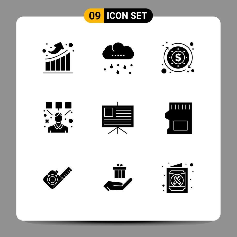 9 icônes créatives signes et symboles modernes de présentation analytique budget concepteur éditeur éléments de conception vectoriels modifiables vecteur