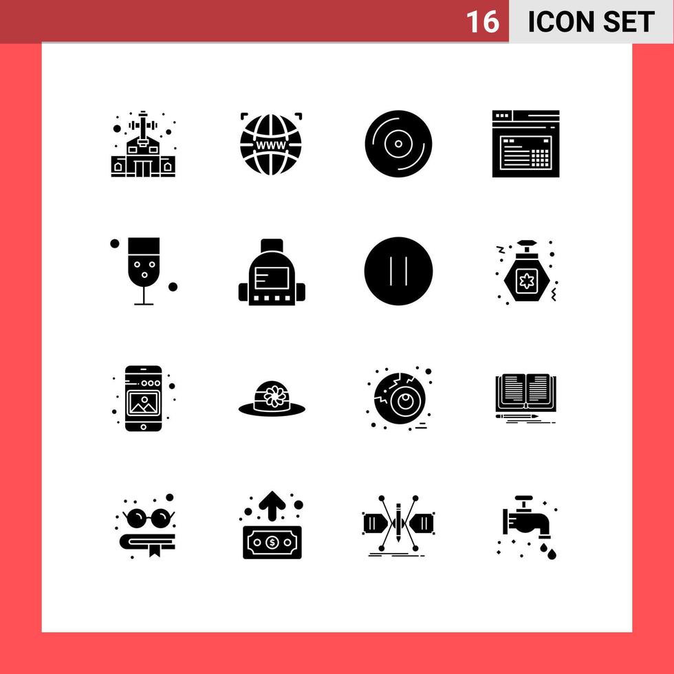 ensemble de 16 symboles d'icônes d'interface utilisateur modernes signes pour la page de périphériques web de texte éléments de conception vectoriels modifiables en vinyle vecteur