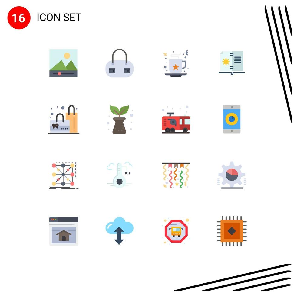 16 icônes créatives signes et symboles modernes de la nature shopping boisson instruction simple pack modifiable d'éléments de conception de vecteur créatif