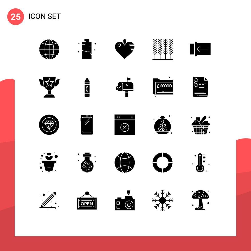 25 concept de glyphe solide pour les sites Web mobiles et les applications tactiles geste puissance céréales de blé éléments de conception vectoriels modifiables vecteur