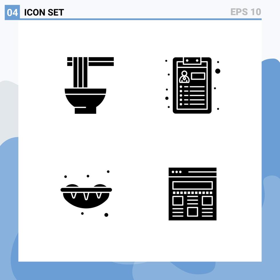 pack d'icônes vectorielles stock de 4 signes et symboles de ligne pour les ramen d'été chinois reprendre les éléments de conception vectoriels modifiables web vecteur