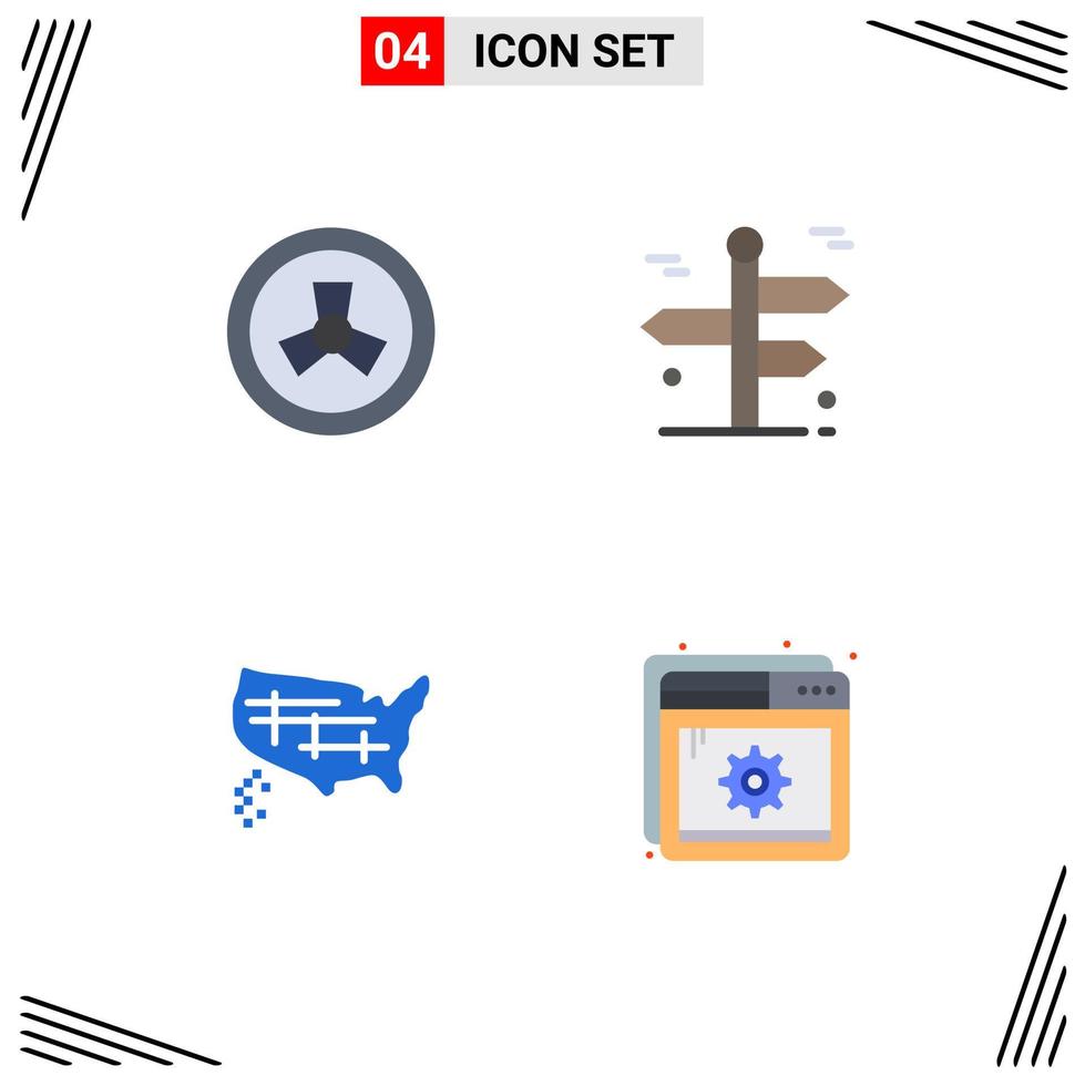 ensemble de 4 symboles d'icônes d'interface utilisateur modernes signes pour les états de mutation navigation voyageant usa éléments de conception vectoriels modifiables vecteur