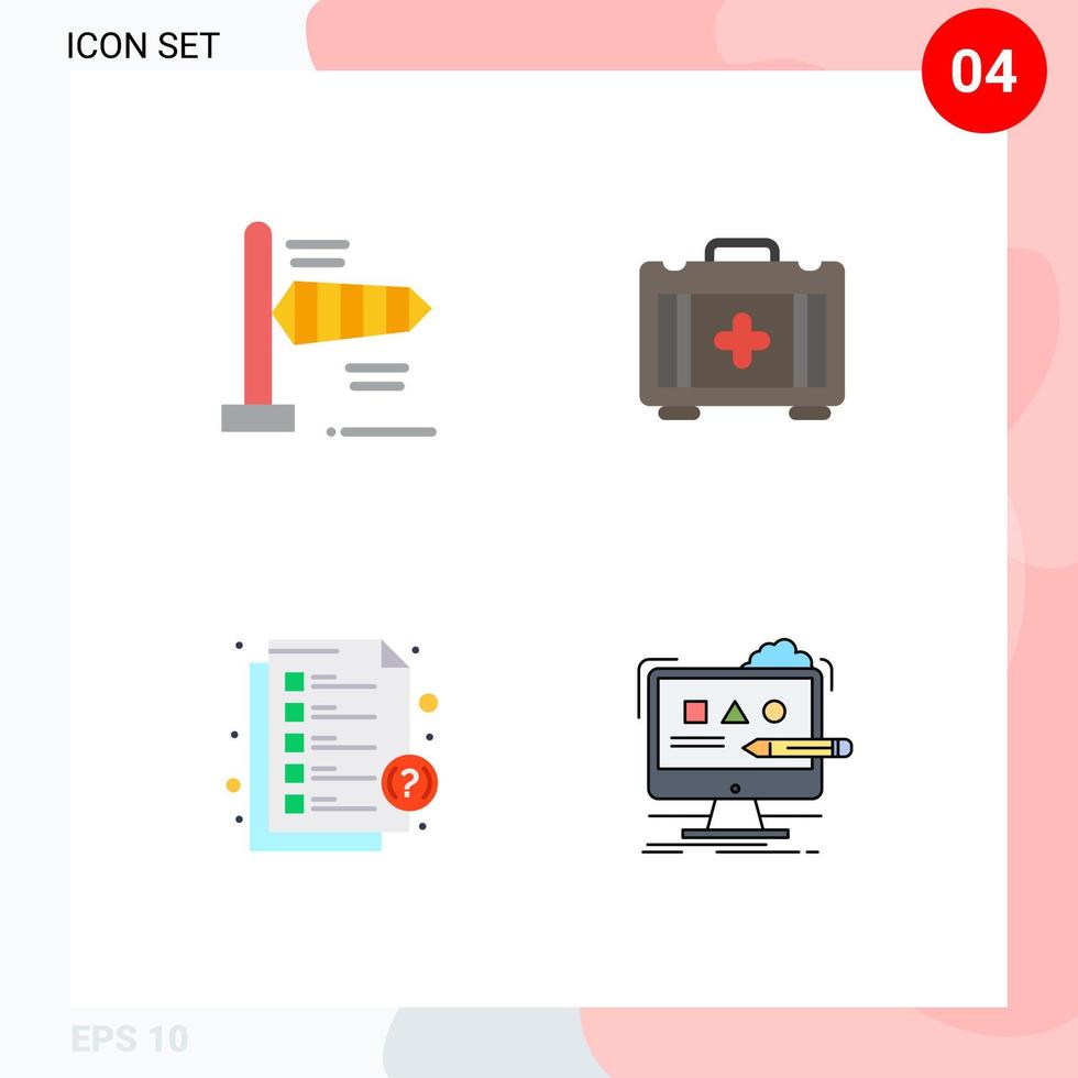 groupe de 4 icônes plates signes et symboles pour le support aérien casque médical éléments de conception vectoriels modifiables par ordinateur vecteur