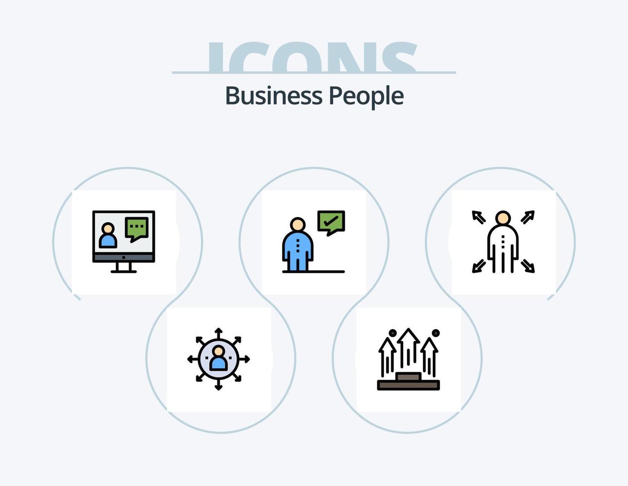 pack d'icônes remplies de ligne de gens d'affaires 5 conception d'icônes. protection. homme. personne. emploi. présentation vecteur