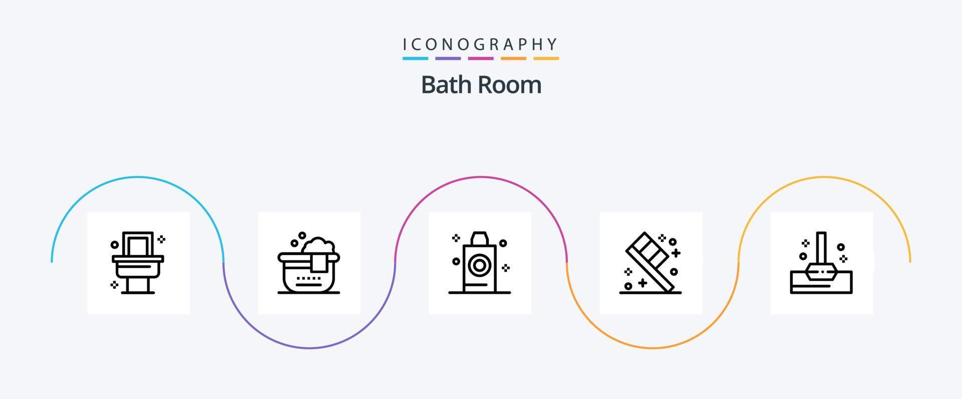 pack d'icônes de la ligne 5 de la salle de bain, y compris. salle de bains. chambre. bain. chambre vecteur