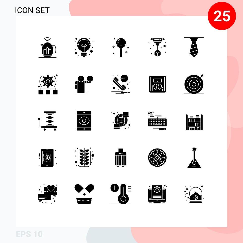 25 concept de glyphe solide pour les sites Web mobiles et applications technologie vestimentaire cuisine impression repas éléments de conception vectoriels modifiables vecteur