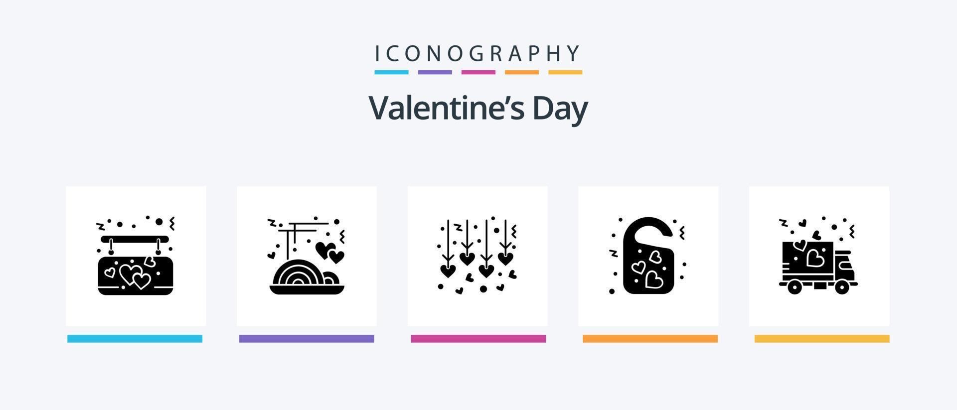 pack d'icônes glyphe 5 de la saint-valentin, y compris l'amour. étiquette de porte. mariage suspendu. mariage. aimer. conception d'icônes créatives vecteur