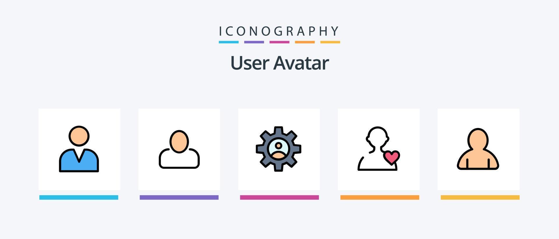 ligne d'utilisateur remplie de 5 packs d'icônes, y compris le profil. avatar. homme. basique. regardé. conception d'icônes créatives vecteur