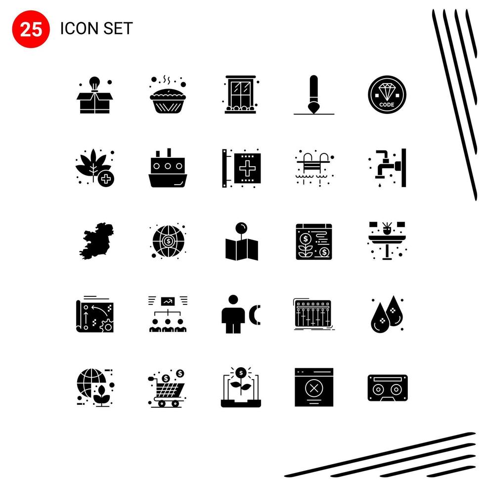 ensemble de 25 symboles d'icônes d'interface utilisateur modernes signes pour le codage décoration de pinceau dessiner maison éléments de conception vectoriels modifiables vecteur