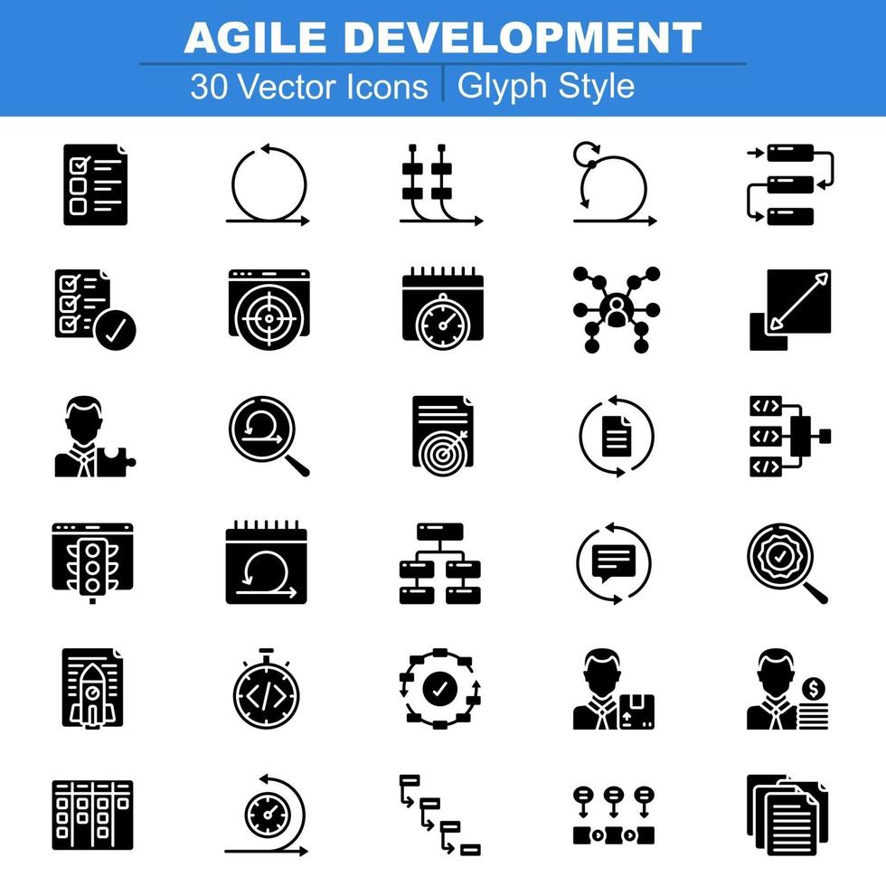 glyphe d & # 39; icônes de développement agile vecteur