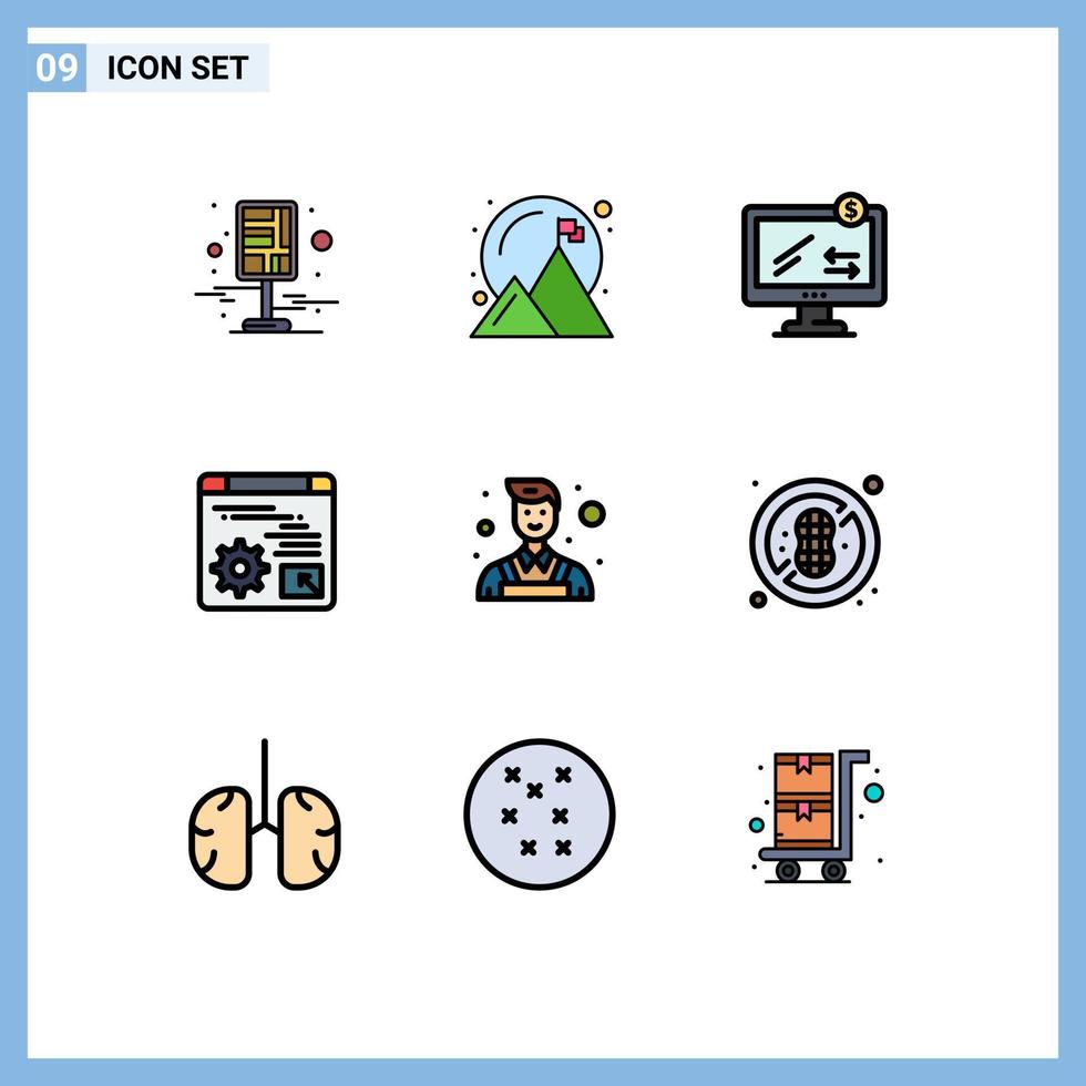 pack d'icônes vectorielles stock de 9 signes et symboles de ligne pour le succès de l'équipement de décorateur éléments de conception vectoriels modifiables d'achats numériques vecteur