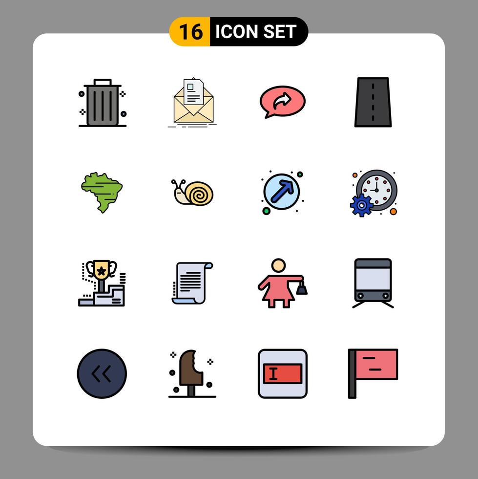 ensemble de 16 symboles d'icônes d'interface utilisateur modernes signes pour le brésil chemin lignes de base allée éléments de conception vectoriels créatifs modifiables vecteur