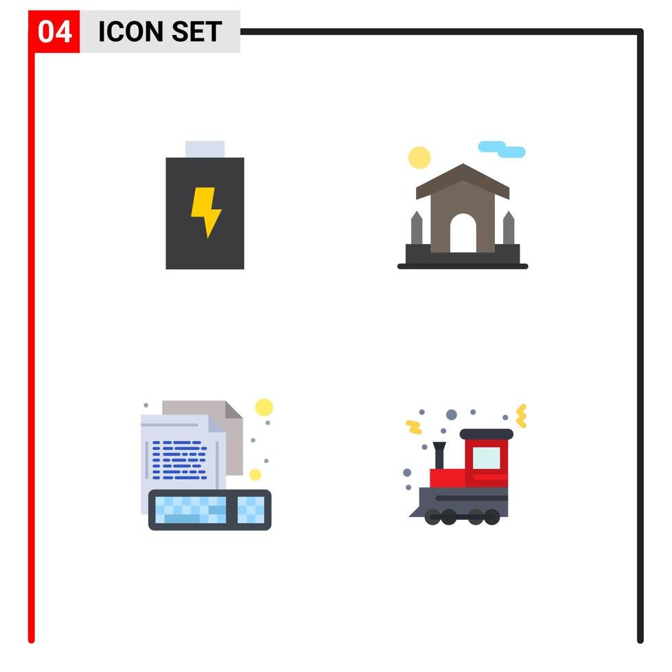 4 icônes créatives signes et symboles modernes d'éléments de conception vectoriels modifiables de fichier immobilier créatif de batterie vecteur