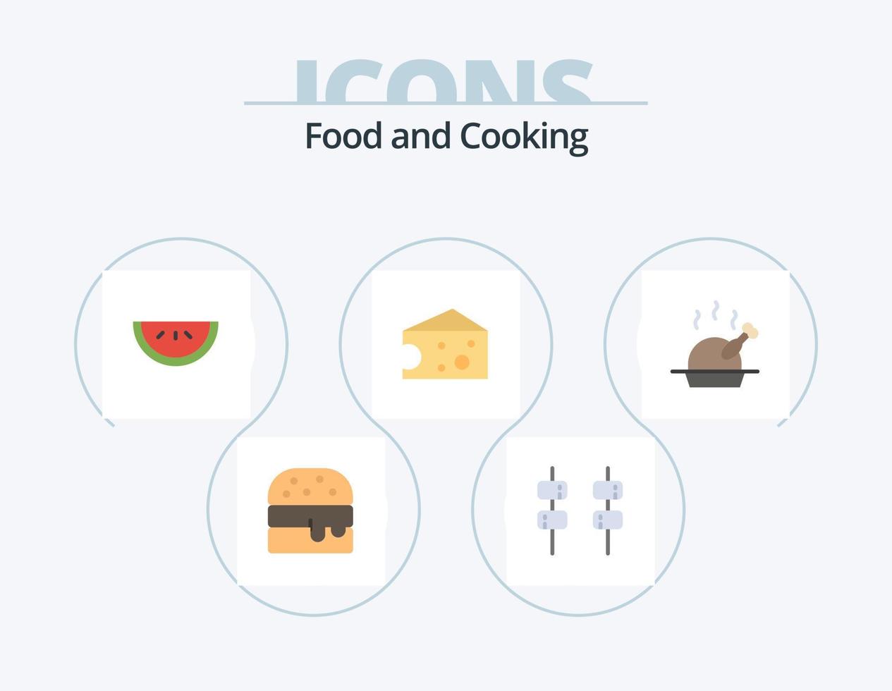 pack d'icônes plates alimentaires 5 conception d'icônes. . petit-déjeuner. . nourriture vecteur