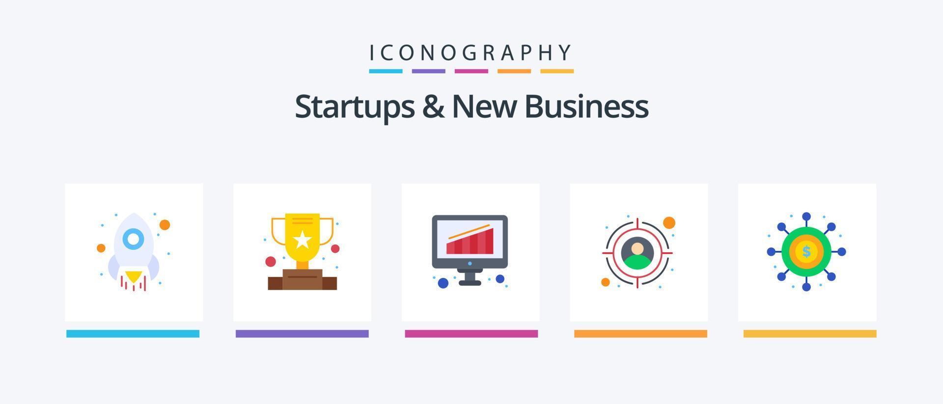 startups et nouveau pack d'icônes plat 5 d'affaires, y compris de l'argent. espèces. entreprise. entreprise. cible. conception d'icônes créatives vecteur