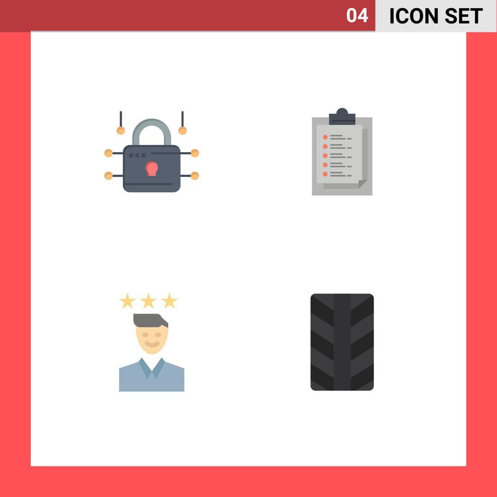 pack de lignes vectorielles modifiables de 4 icônes plates simples d'éléments de conception vectoriels modifiables de travail de résultat sécurisé de carrière de louck vecteur