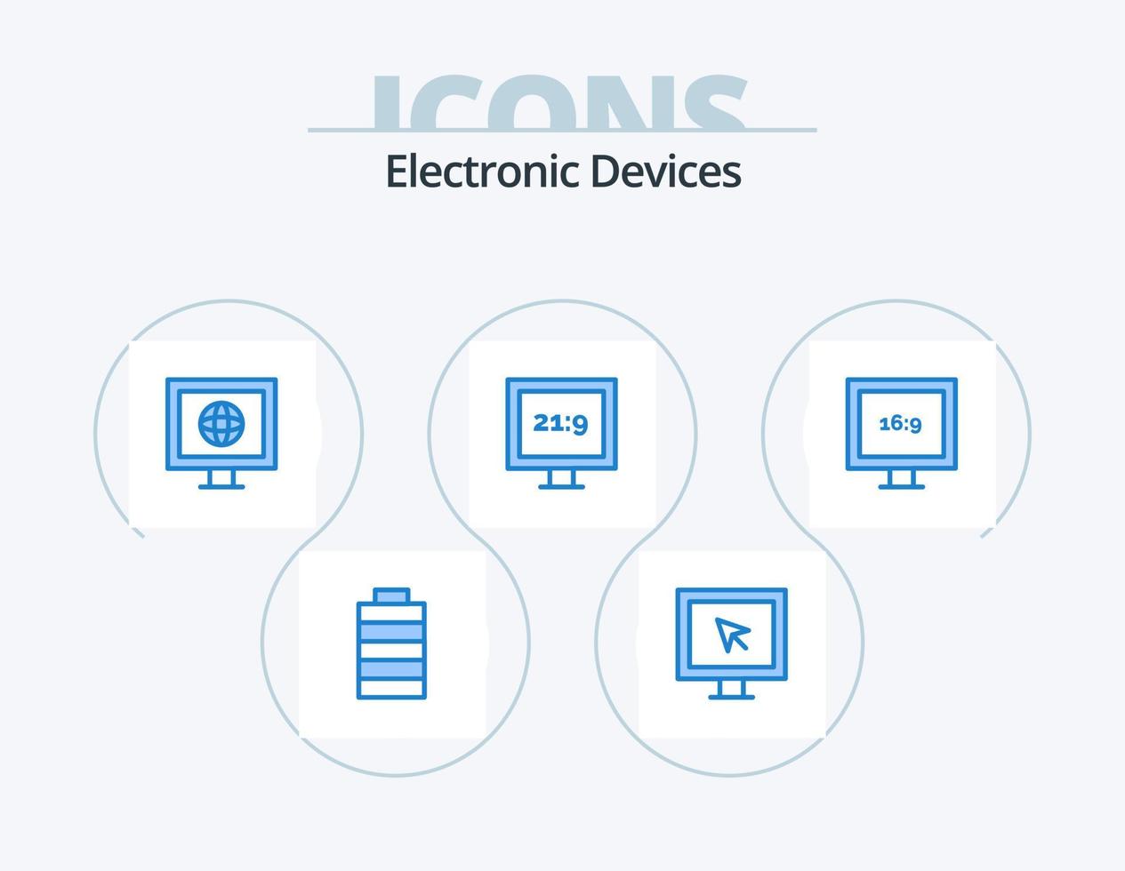 appareils bleu icône pack 5 conception d'icônes. . HD. nouvelles. afficher. la télé vecteur