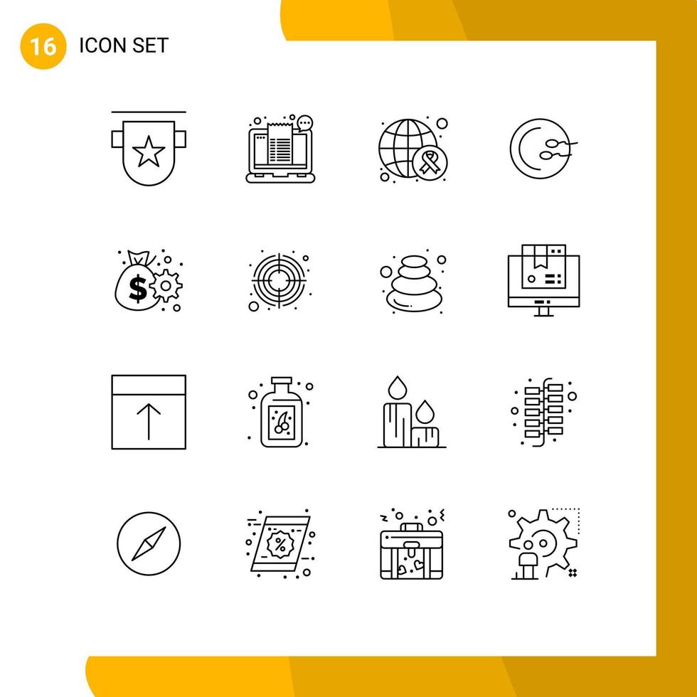 pack de lignes vectorielles modifiables de 16 contours simples d'éléments de conception vectoriels modifiables de jour de processus d'achat médical de médecine vecteur