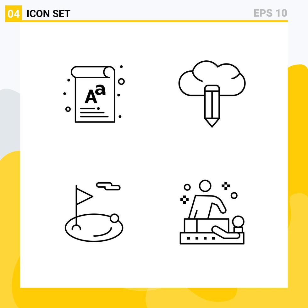ensemble de 4 symboles d'icônes d'interface utilisateur modernes signes pour lettre trou conseil crayon sport éléments de conception vectoriels modifiables vecteur