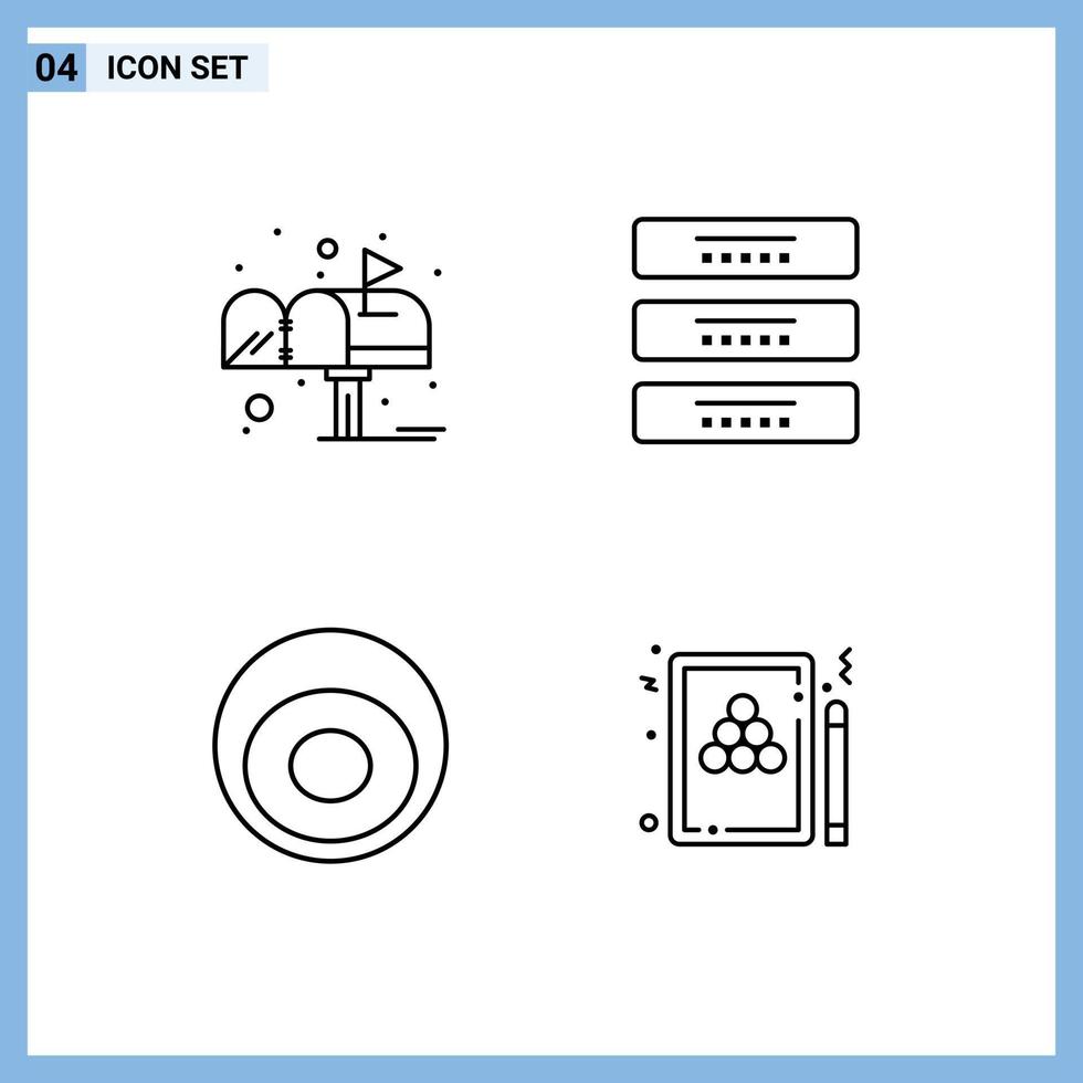 pack d'icônes vectorielles stock de 4 signes et symboles de ligne pour les accessoires de boîte post tiroir mode éléments de conception vectoriels modifiables vecteur