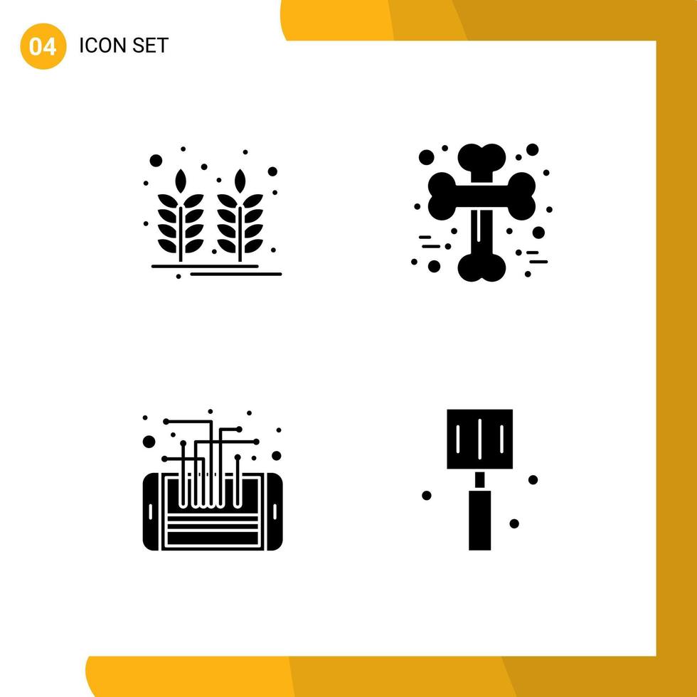 icônes créatives signes et symboles modernes du circuit agricole blé traversé téléphone éléments de conception vectoriels modifiables vecteur