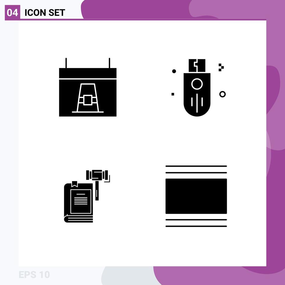 interface utilisateur pack de glyphes solides de signes et symboles modernes de stockage de calendrier action de mémoire de vacances éléments de conception vectoriels modifiables vecteur