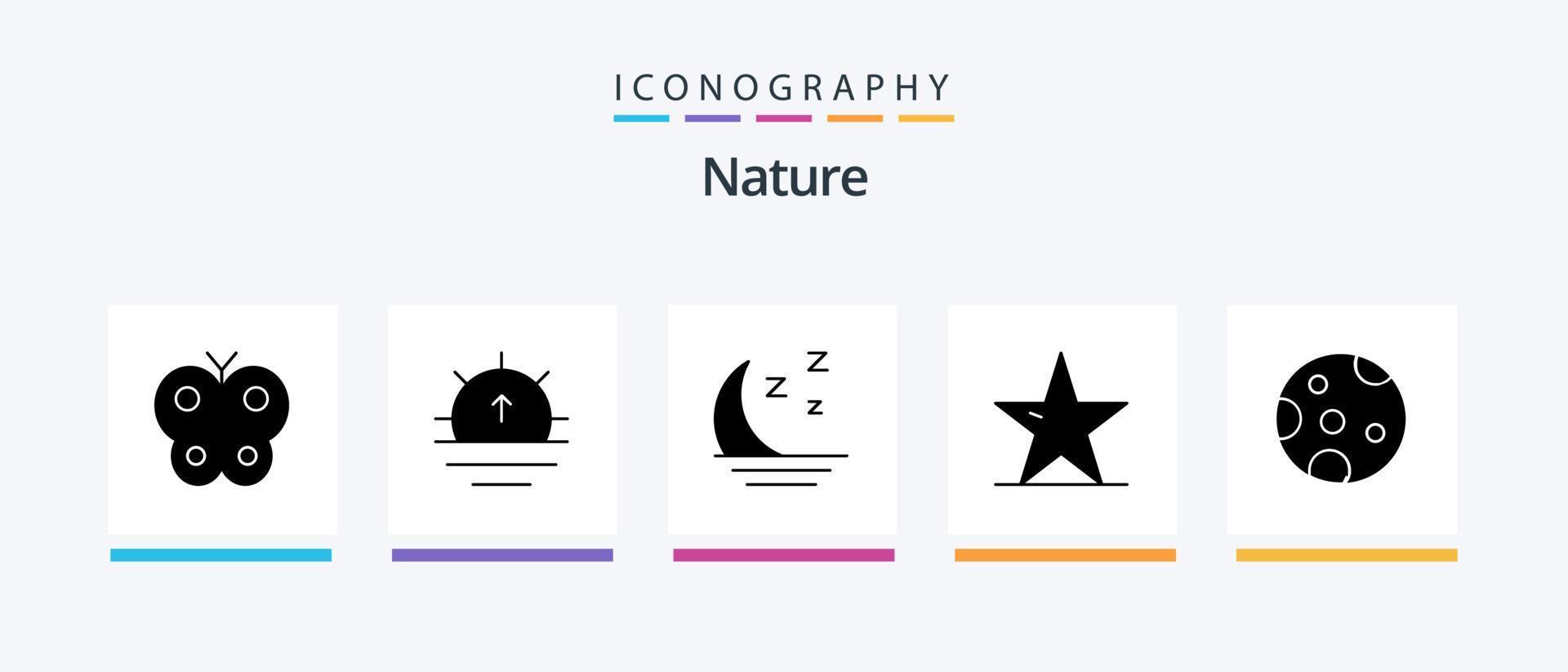 pack d'icônes glyphe nature 5 comprenant la lune. étoile de la nature. brumeux. nature. écologie. conception d'icônes créatives vecteur