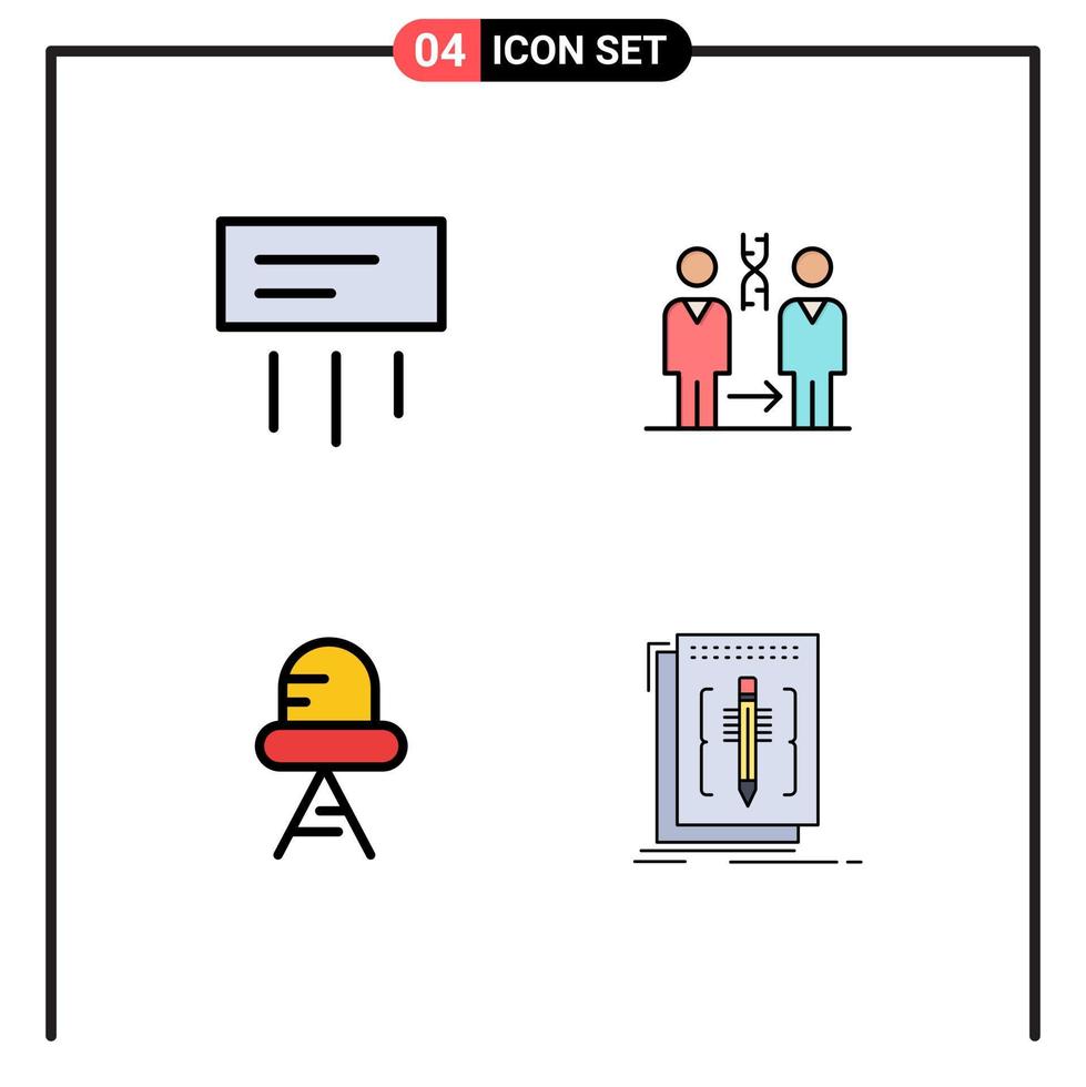 pack d'icônes vectorielles stock de 4 signes et symboles de ligne pour les éléments de conception vectoriels modifiables de la lumière du patient à domicile de la diode à air vecteur