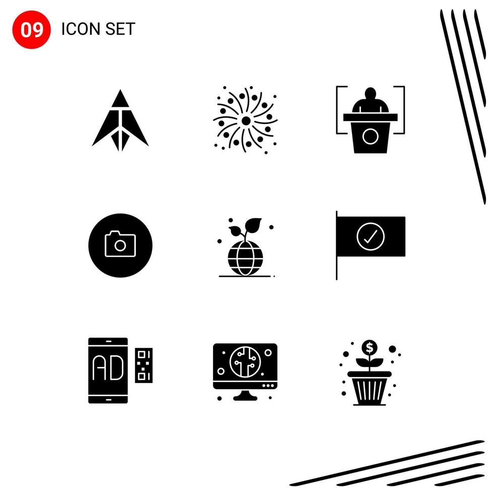 9 icônes créatives signes et symboles modernes du globe eco présentation croissance éléments de conception vectoriels modifiables de base vecteur