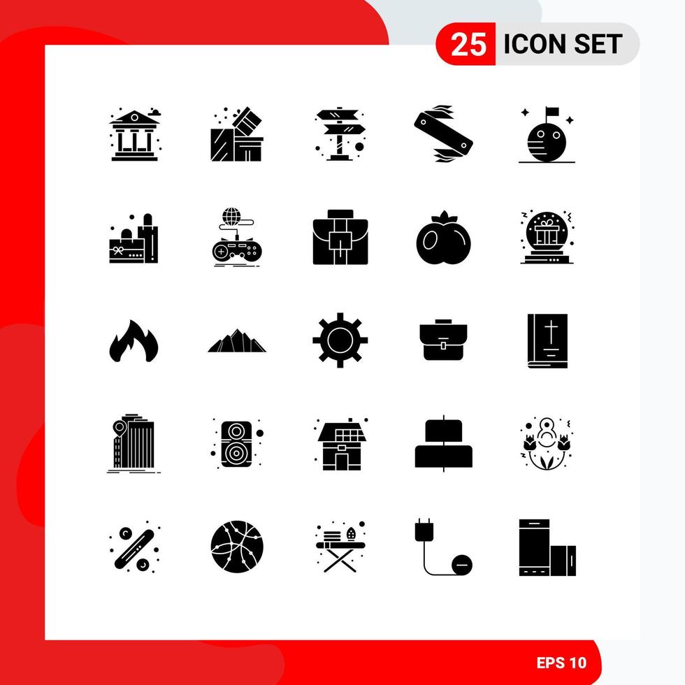 pack d'icônes vectorielles stock de 25 signes et symboles de ligne pour le camping de poche eid armée navigation éléments de conception vectoriels modifiables vecteur