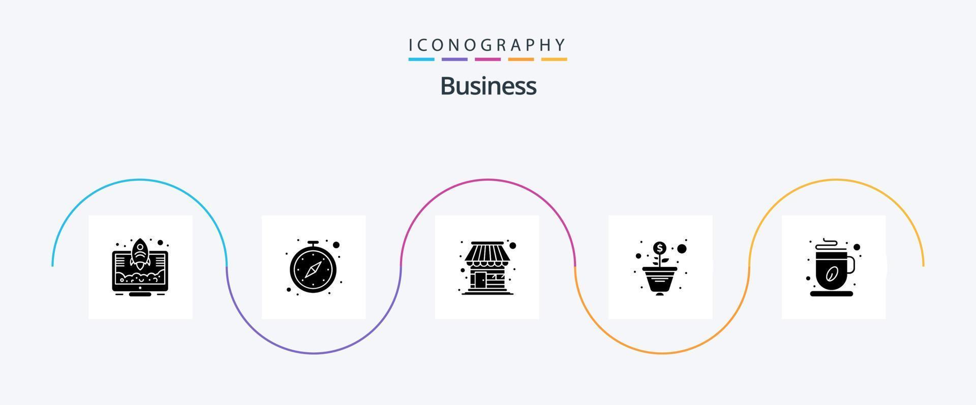pack d'icônes de glyphe d'entreprise 5 comprenant du thé. café. bâtiment. arbre. croissance vecteur