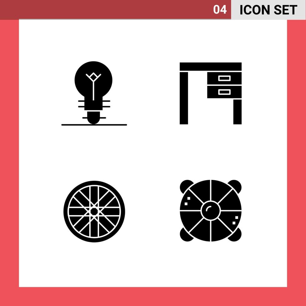 pack d'interface utilisateur de glyphes solides de base d'éléments de conception vectoriels modifiables de décor de roue d'ampoule bouée de sauvetage intérieure vecteur