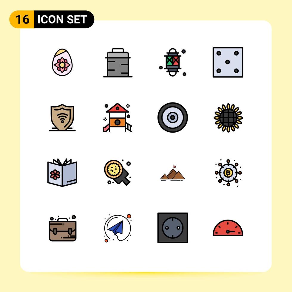 16 interface utilisateur pack de lignes remplies de couleurs plates de signes et symboles modernes d'internet ludo lantern game festival éléments de conception vectoriels créatifs modifiables vecteur