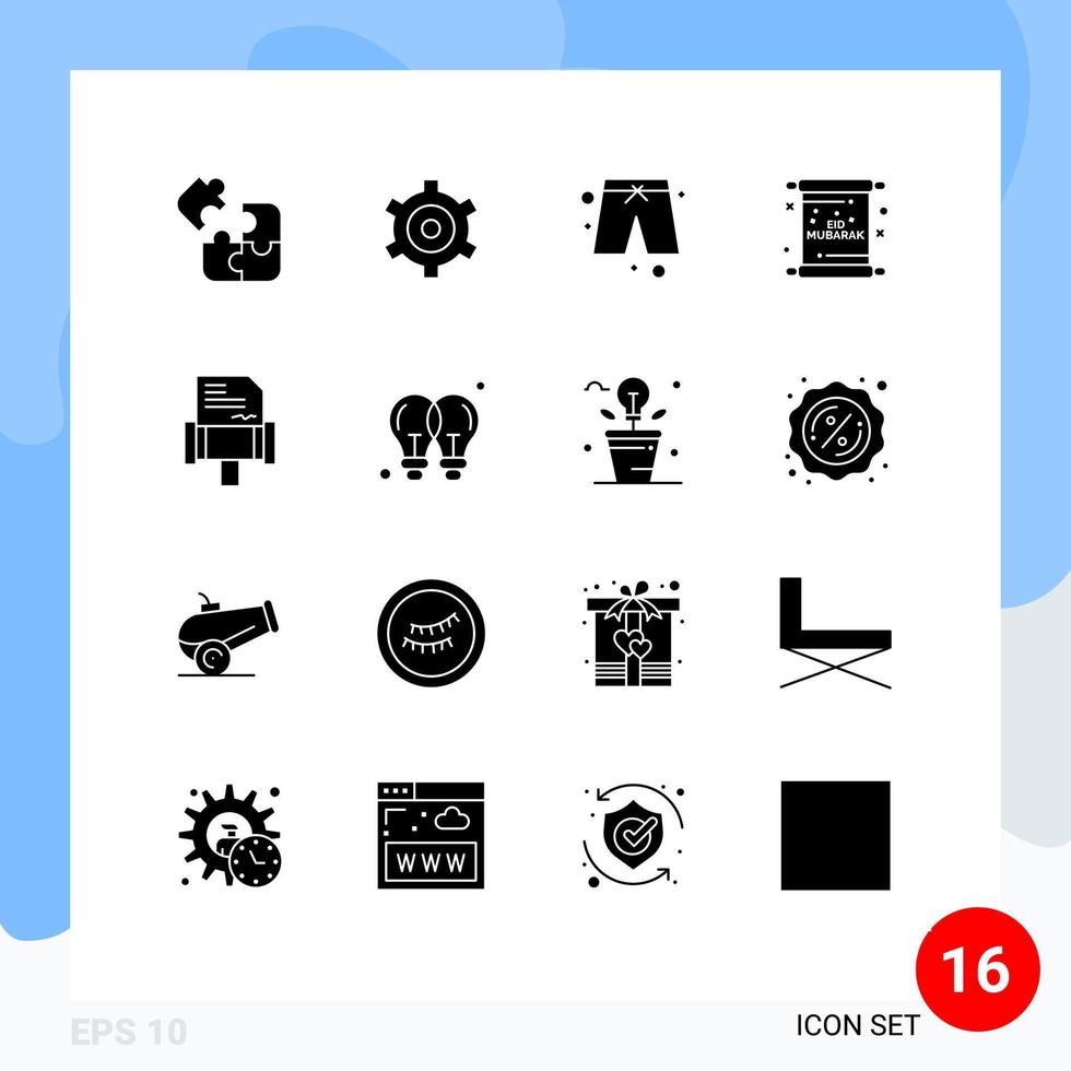 16 icônes créatives signes et symboles modernes de la page de loi invitation mubarak de plage éléments de conception vectoriels modifiables vecteur