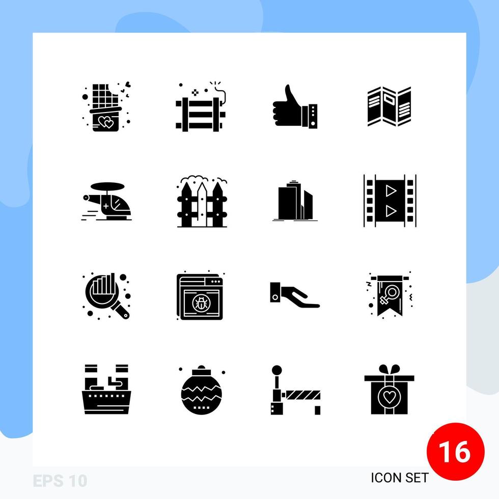 interface utilisateur pack de 16 glyphes solides de base du journal d'actualités comme des éléments de conception vectoriels modifiables vecteur